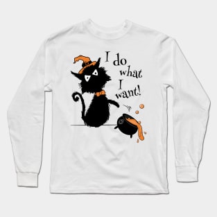 Halloween Black Cat - I Do What I Want Long Sleeve T-Shirt